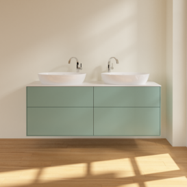 Тумба под раковину Villeroy & Boch Finion 160х50,1 см МДФ оливковый матовый лак/стекло белое матовое F96100GM