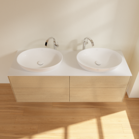 Тумба под раковину Villeroy & Boch Finion 160х50,1 см МДФ шпон дуба/стекло белое матовое F96100PC