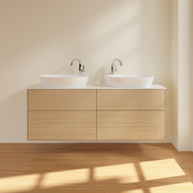 Тумба под раковину Villeroy & Boch Finion 160х50,1 см МДФ шпон дуба/стекло белое матовое F96100PC