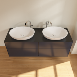 Тумба под раковину Villeroy & Boch Finion 160х50,1 см МДФ темно-синий матовый лак/стекло черное матовое F96200HG