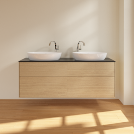 Тумба под раковину Villeroy & Boch Finion 160х50,1 см МДФ шпон дуба/стекло черное матовое F96200PC