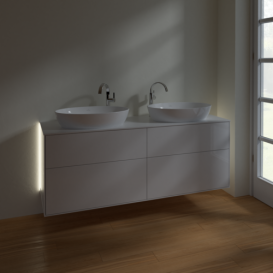 Тумба под раковину Villeroy & Boch Finion 160х50,1 см с подсветкой МДФ глянцевый белый лак/стекло белое матовое G96100GF