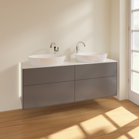 Тумба под раковину Villeroy & Boch Finion 160х50,1 см с подсветкой МДФ антрацит матовый лак/стекло белое матовое G96100GK