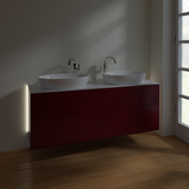 Тумба под раковину Villeroy & Boch Finion 160х50,1 см с подсветкой МДФ пион матовый лак/стекло белое матовое G96100HB