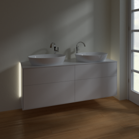 Тумба под раковину Villeroy & Boch Finion 160х50,1 см с подсветкой МДФ белый матовый лак/стекло белое матовое G96100MT