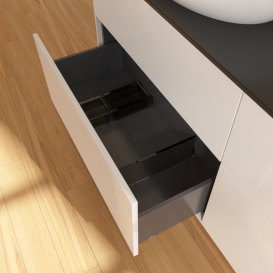 Тумба под раковину Villeroy & Boch Finion 160х50,1 см с подсветкой МДФ глянцевый белый лак/стекло черное матовое G96200GF