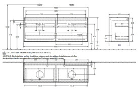 Тумба под раковину Villeroy & Boch Finion 160х50,1 см с подсветкой МДФ глянцевый белый лак/стекло черное матовое G96200GF
