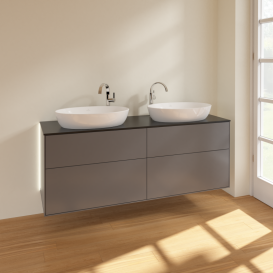 Тумба под раковину Villeroy & Boch Finion 160х50,1 см с подсветкой МДФ антрацит матовый лак/стекло черное матовое G96200GK