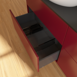 Тумба под раковину Villeroy & Boch Finion 160х50,1 см с подсветкой МДФ пион матовый лак/стекло черное матовое G96200HB