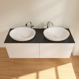 Тумба под раковину Villeroy & Boch Finion 160х50,1 см с подсветкой МДФ белый матовый лак/стекло черное матовое G96200MT