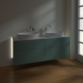 Тумба под раковину Villeroy & Boch Finion 160х50,1 см с подсветкой МДФ оливковый матовый лак/стекло белое матовое G96100GM