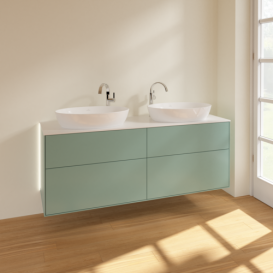 Тумба под раковину Villeroy & Boch Finion 160х50,1 см с подсветкой МДФ оливковый матовый лак/стекло белое матовое G96100GM