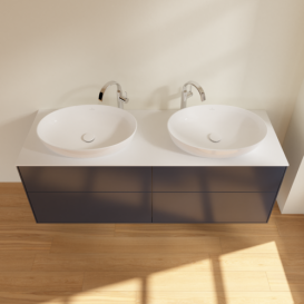 Тумба под раковину Villeroy & Boch Finion 160х50,1 см с подсветкой МДФ темно-синий матовый лак/стекло белое матовое G96100HG