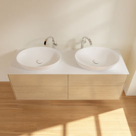 Тумба под раковину Villeroy & Boch Finion 160х50,1 см с подсветкой МДФ шпон дуба/стекло белое матовое G96100PC