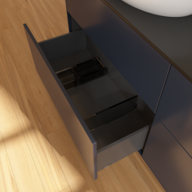 Тумба под раковину Villeroy & Boch Finion 160х50,1 см с подсветкой МДФ темно-синий матовый лак/стекло черное матовое G96200HG