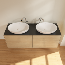 Тумба под раковину Villeroy & Boch Finion 160х50,1 см с подсветкой МДФ шпон дуба/стекло черное матовое G96200PC