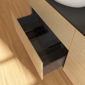 Тумба под раковину Villeroy & Boch Finion 160х50,1 см с подсветкой МДФ шпон дуба/стекло черное матовое G96200PC