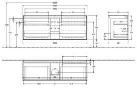Тумба под раковину Villeroy & Boch Finion 160х50,1 см МДФ глянцевый белый лак/стекло белое матовое F97100GF