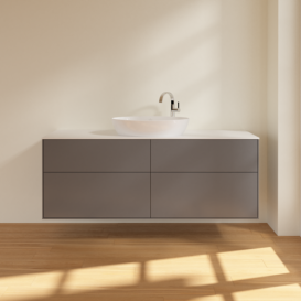 Тумба под раковину Villeroy & Boch Finion 160х50,1 см МДФ антрацит матовый лак/стекло белое матовое F97100GK