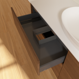 Тумба под раковину Villeroy & Boch Finion 160х50,1 см МДФ шпон грецкого ореха/стекло белое матовое F97100GN