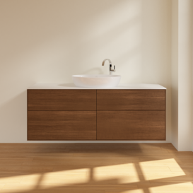 Тумба под раковину Villeroy & Boch Finion 160х50,1 см МДФ шпон грецкого ореха/стекло белое матовое F97100GN