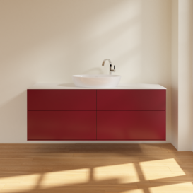 Тумба под раковину Villeroy & Boch Finion 160х50,1 см МДФ пион матовый лак/стекло белое матовое F97100HB