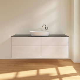 Тумба под раковину Villeroy & Boch Finion 160х50,1 см МДФ глянцевый белый лак/стекло черное матовое F97200GF