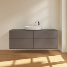 Тумба под раковину Villeroy & Boch Finion 160х50,1 см МДФ антрацит матовый лак/стекло черное матовое F97200GK