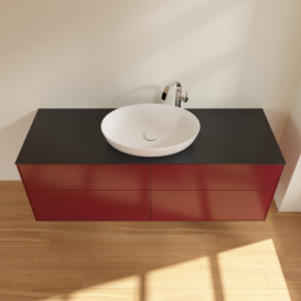 Тумба под раковину Villeroy & Boch Finion 160х50,1 см МДФ пион матовый лак/стекло черное матовое F97200HB