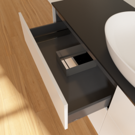 Тумба под раковину Villeroy & Boch Finion 160х50,1 см МДФ белый матовый лак/стекло черное матовое F97200MT