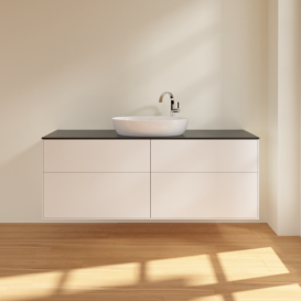 Тумба под раковину Villeroy & Boch Finion 160х50,1 см МДФ белый матовый лак/стекло черное матовое F97200MT