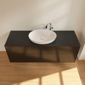 Тумба под раковину Villeroy & Boch Finion 160х50,1 см МДФ черный матовый лак/стекло черное матовое F97200PD