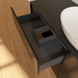 Тумба под раковину Villeroy & Boch Finion 160х50,1 см МДФ черный матовый лак/стекло черное матовое F97200PD