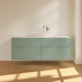 Тумба под раковину Villeroy & Boch Finion 160х50,1 см МДФ оливковый матовый лак/стекло белое матовое F97100GM