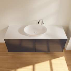 Тумба под раковину Villeroy & Boch Finion 160х50,1 см МДФ темно-синий матовый лак/стекло белое матовое F97100HG