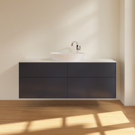 Тумба под раковину Villeroy & Boch Finion 160х50,1 см МДФ темно-синий матовый лак/стекло белое матовое F97100HG