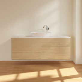 Тумба под раковину Villeroy & Boch Finion 160х50,1 см МДФ шпон дуба/стекло белое матовое  F97100PC