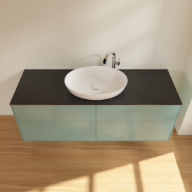 Тумба под раковину Villeroy & Boch Finion 160х50,1 см МДФ оливковый матовый лак/стекло черное матовое F97200GM