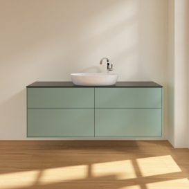 Тумба под раковину Villeroy & Boch Finion 160х50,1 см МДФ оливковый матовый лак/стекло черное матовое F97200GM