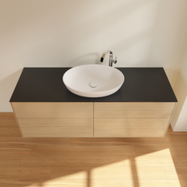 Тумба под раковину Villeroy & Boch Finion 160х50,1 см МДФ шпон дуба/стекло черное матовое F97200PC