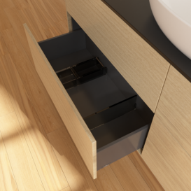 Тумба под раковину Villeroy & Boch Finion 160х50,1 см МДФ шпон дуба/стекло черное матовое F97200PC