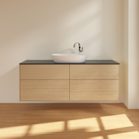 Тумба под раковину Villeroy & Boch Finion 160х50,1 см МДФ шпон дуба/стекло черное матовое F97200PC