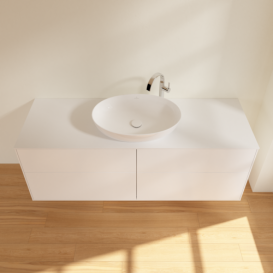 Тумба под раковину Villeroy & Boch Finion 160х50,1 см с подсветкой МДФ белый матовый лак/стекло белое матовое G97100MT