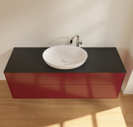 Тумба под раковину Villeroy & Boch Finion 160х50,1 см с подсветкой МДФ пион матовый лак/стекло черное матовое G97200HB