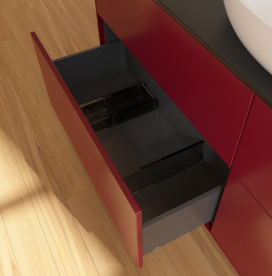 Тумба под раковину Villeroy & Boch Finion 160х50,1 см с подсветкой МДФ пион матовый лак/стекло черное матовое G97200HB