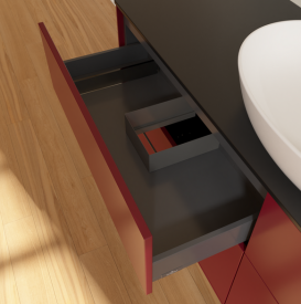 Тумба под раковину Villeroy & Boch Finion 160х50,1 см с подсветкой МДФ пион матовый лак/стекло черное матовое G97200HB