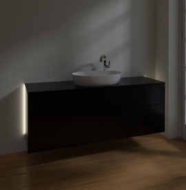 Тумба под раковину Villeroy & Boch Finion 160х50,1 см с подсветкой МДФ черный матовый лак/стекло черное матовое G97200PD