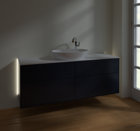 Тумба под раковину Villeroy & Boch Finion 160х50,1 см с подсветкой МДФ темно-синий матовый лак/стекло белое матовое G97100HG