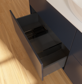 Тумба под раковину Villeroy & Boch Finion 160х50,1 см с подсветкой МДФ темно-синий матовый лак/стекло белое матовое G97100HG