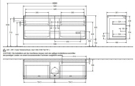 Тумба под раковину Villeroy & Boch Finion 160х50,1 см с подсветкой МДФ темно-синий матовый лак/стекло белое матовое G97100HG